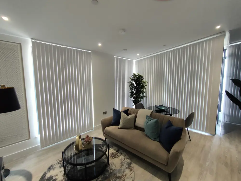 white vertical blinds