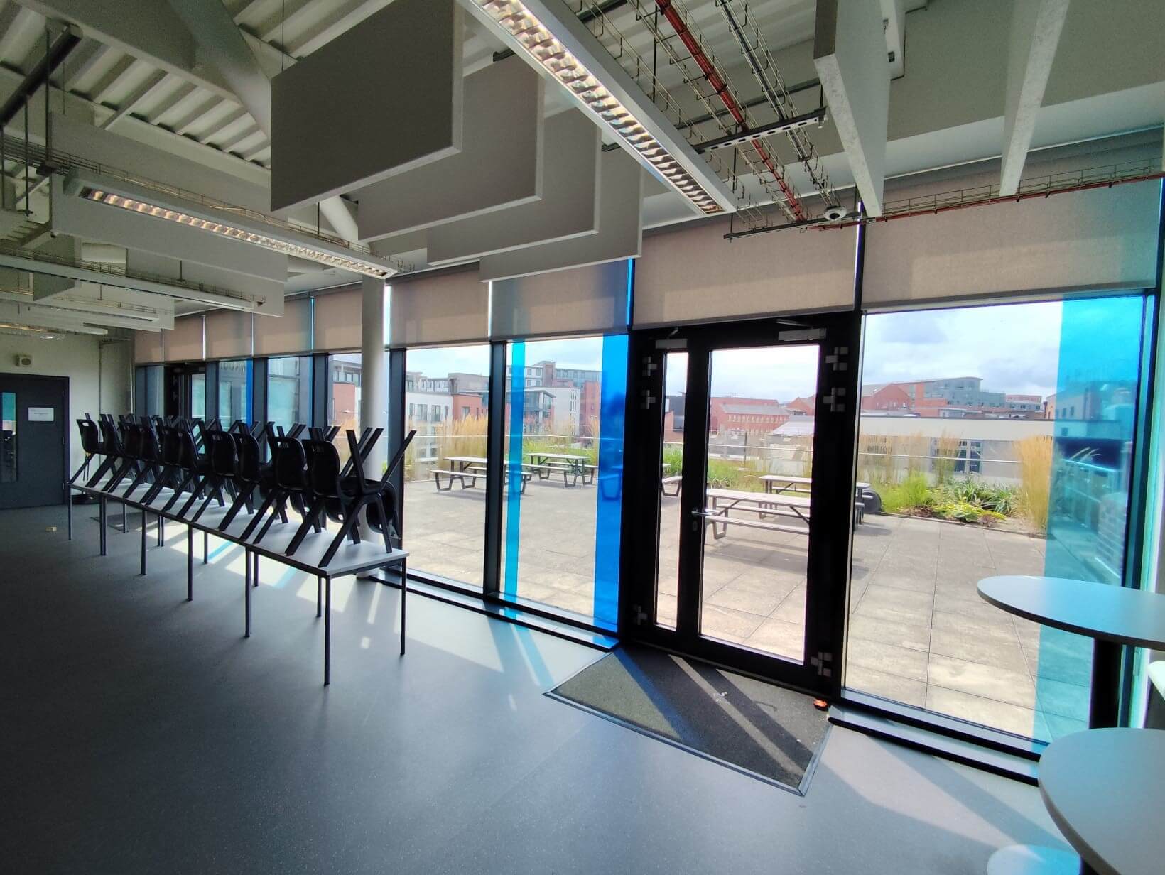 university building blinds
