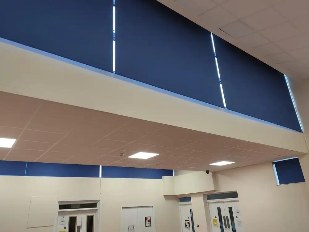 blue gear operated blinds