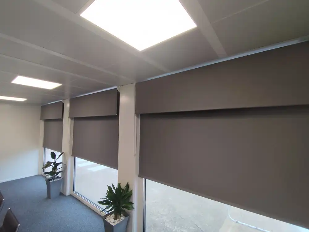 office with extra wide roller blinds