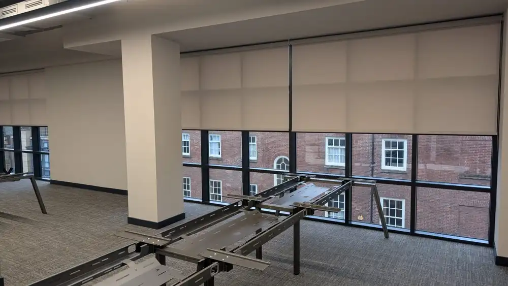 office with extra wide roller blinds