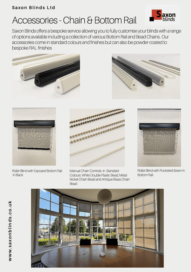 saxon blinds accessories - chain and bottom rail
