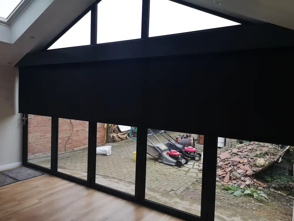 black extra wide roller blinds