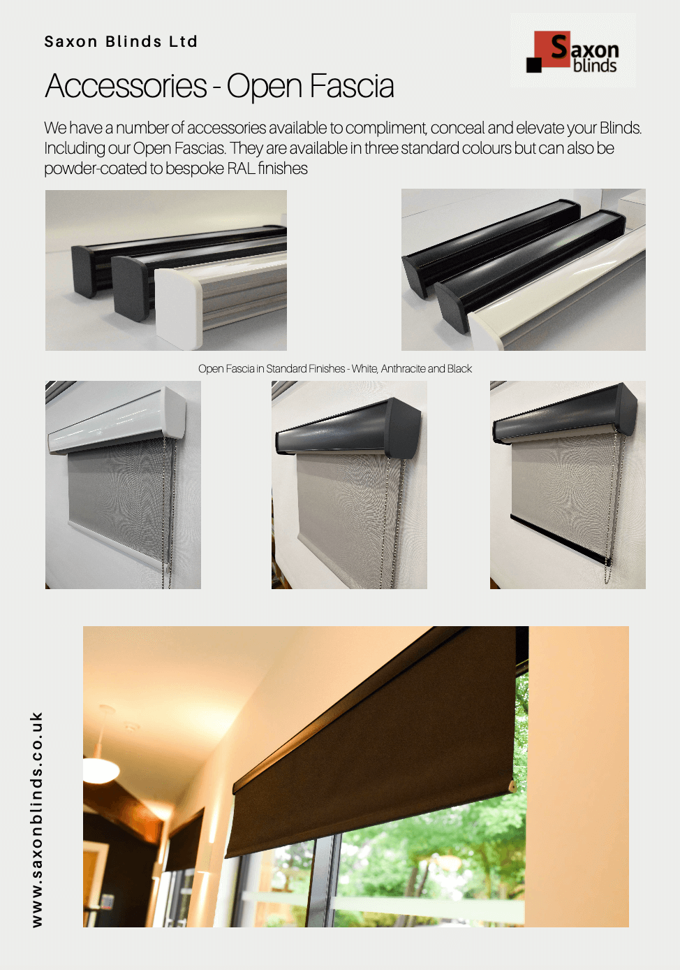 saxon blinds accessories - open fascia