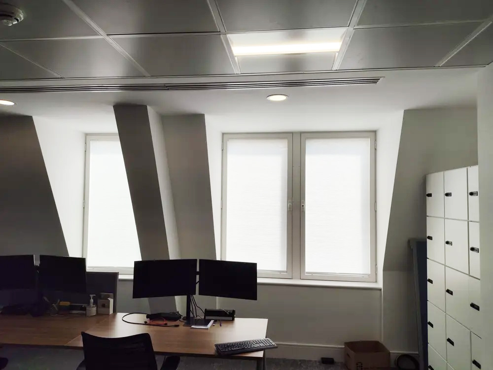 pleated blinds in office
