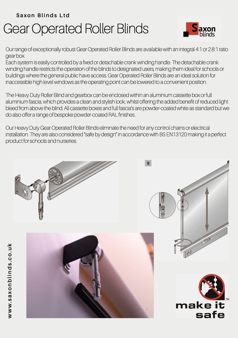 saxon blinds gear operated roller blinds