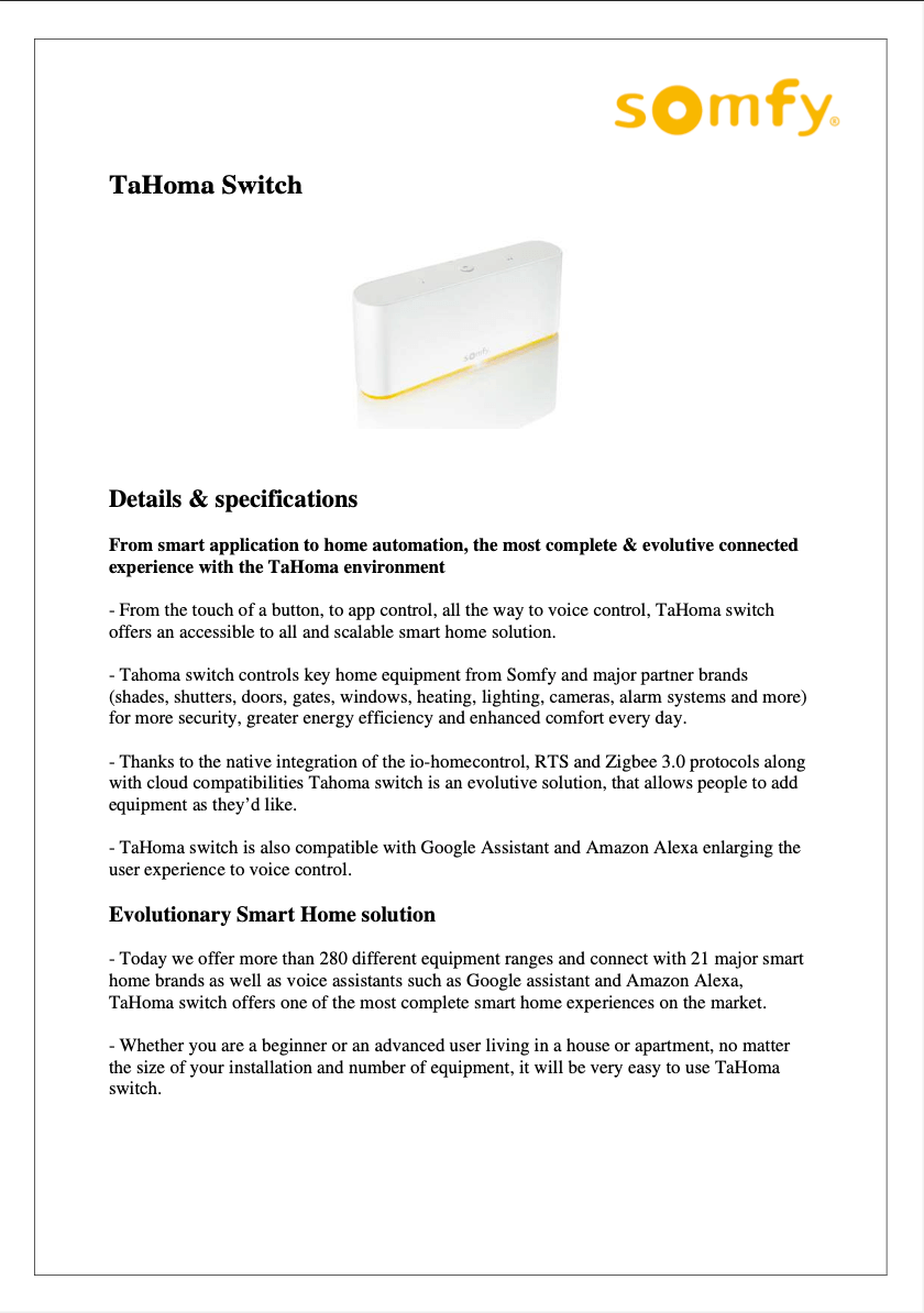 somfy tahoma switch