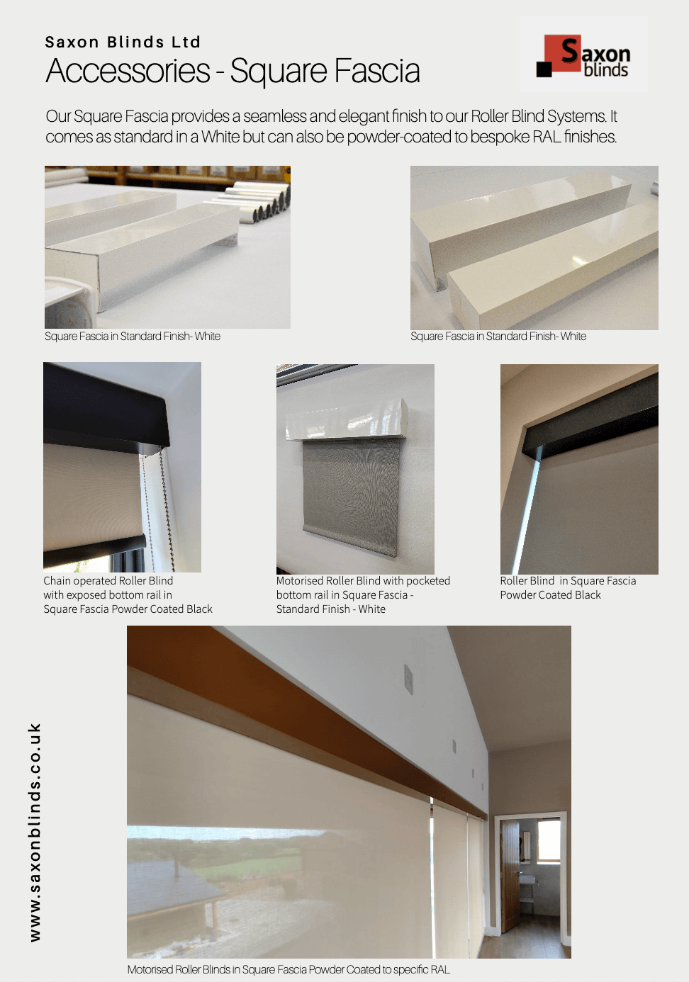 saxon blinds accessories - square fascia