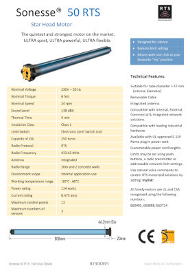 Sonesse 50RTS datasheet