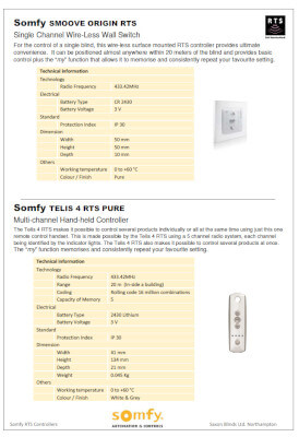 Somfy RTS Smoove datasheet