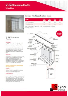 saxon blinds VL30 premium profile specification guide