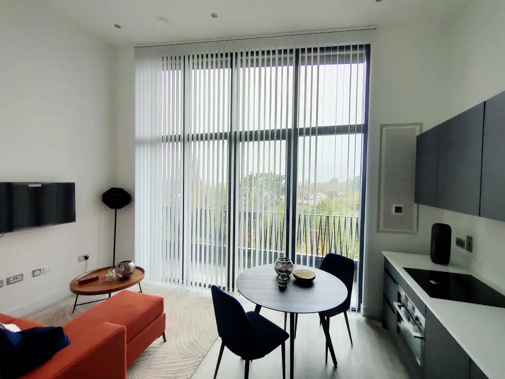 vertical blinds in apartment