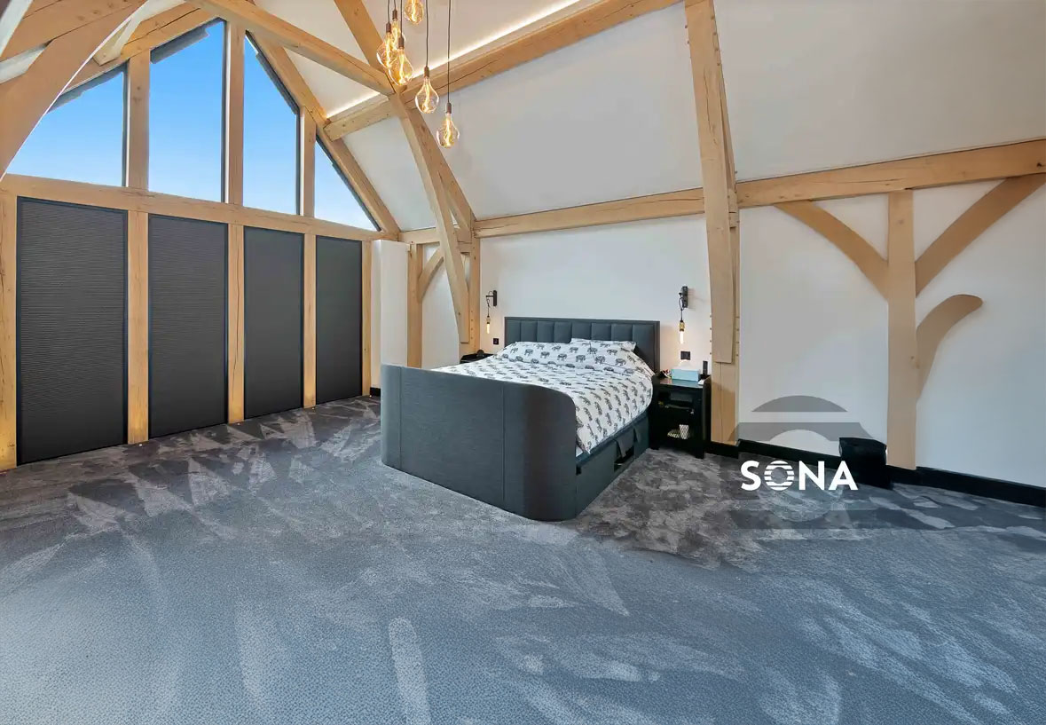 large pleated motor blinds