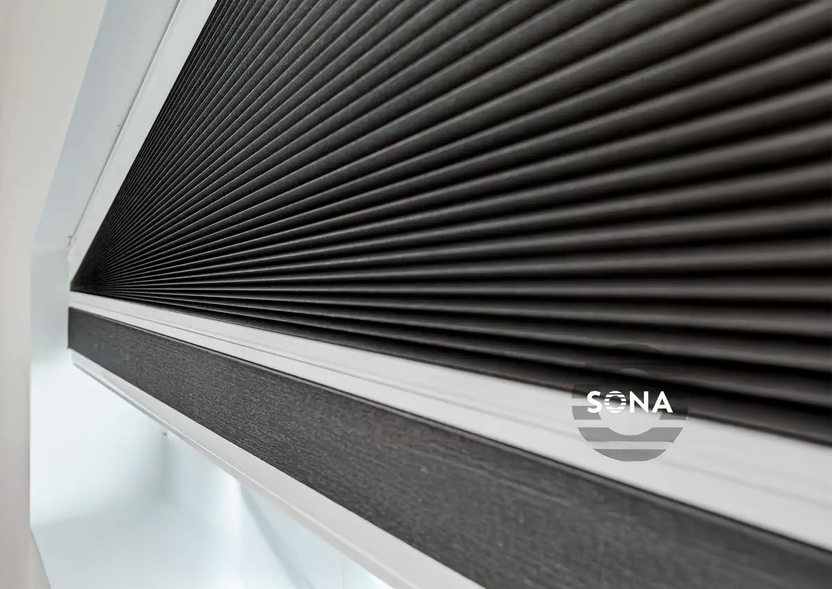 motor pleated blinds close up