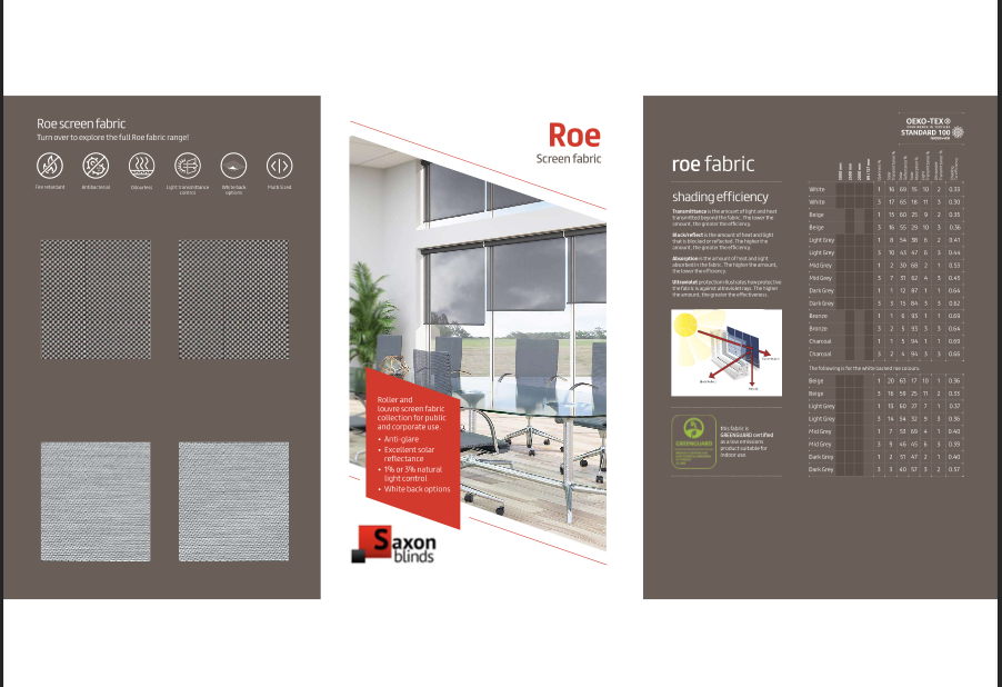 roe screen fabric shading efficiency sheet