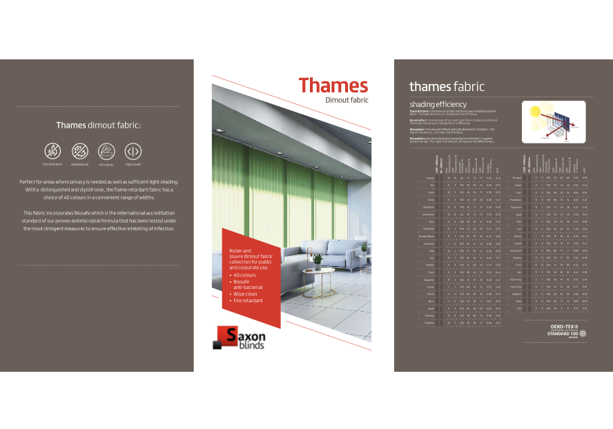 thames dimout fabric shading efficiency sheet
