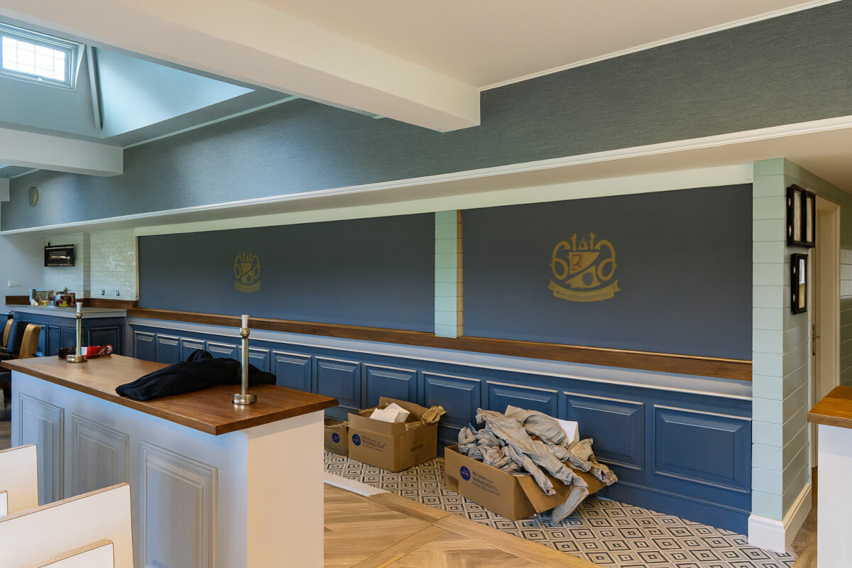 Digitally printed blinds in a bar